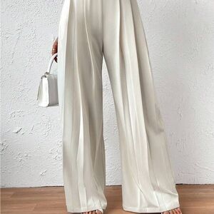 Elegant Cream Wide-Leg Pants